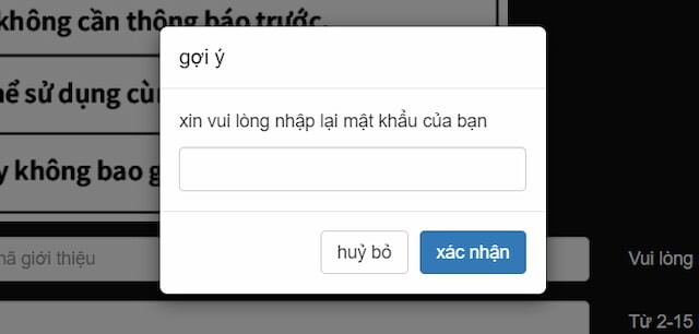 Xác nhận lại mật khẩu