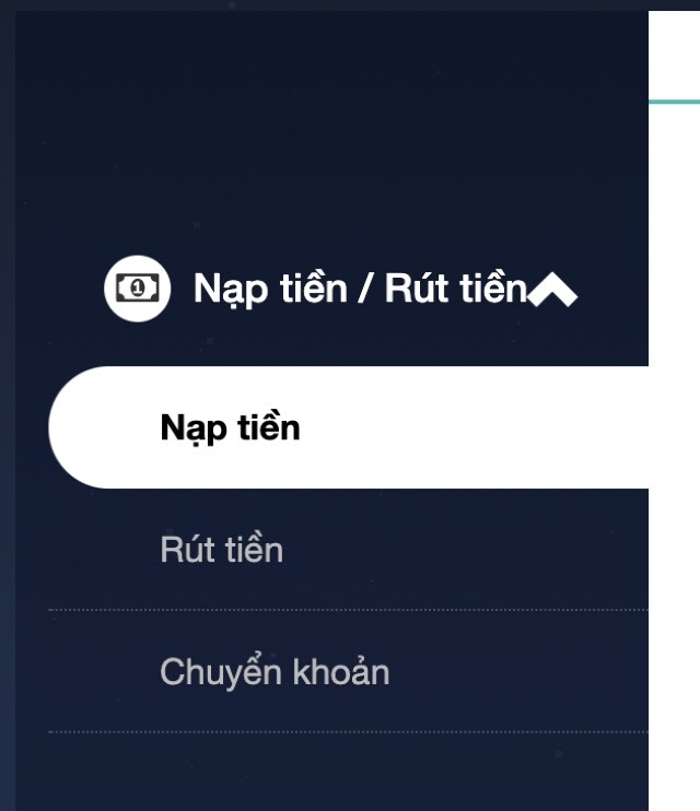 Chọn mục "Nạp tiền"