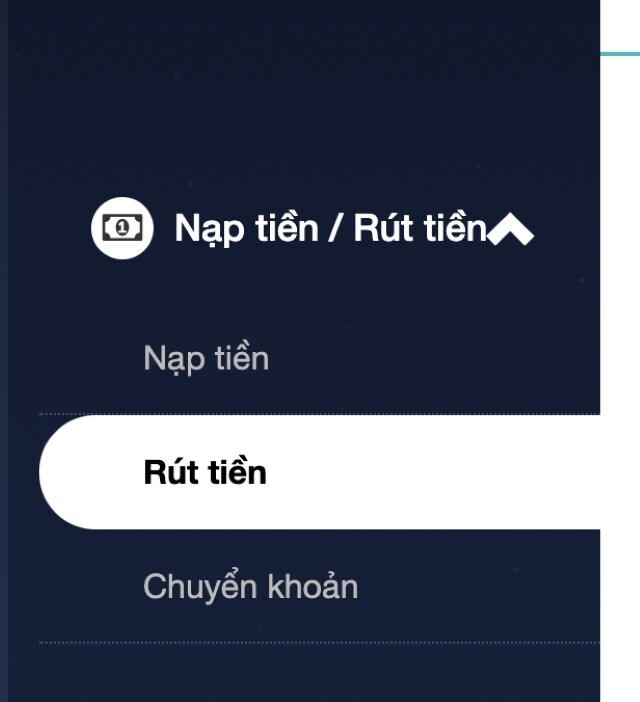 Chọn mục "Rút tiền"