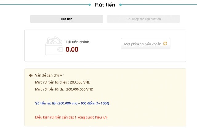 Nhập số tiền cần rút