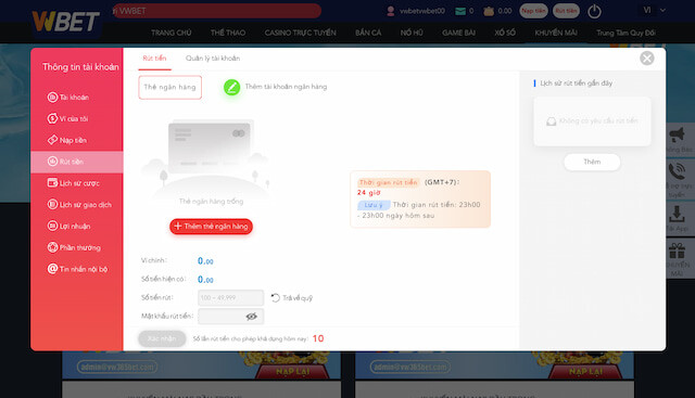 Rút tiền Vwbet nhanh chóng